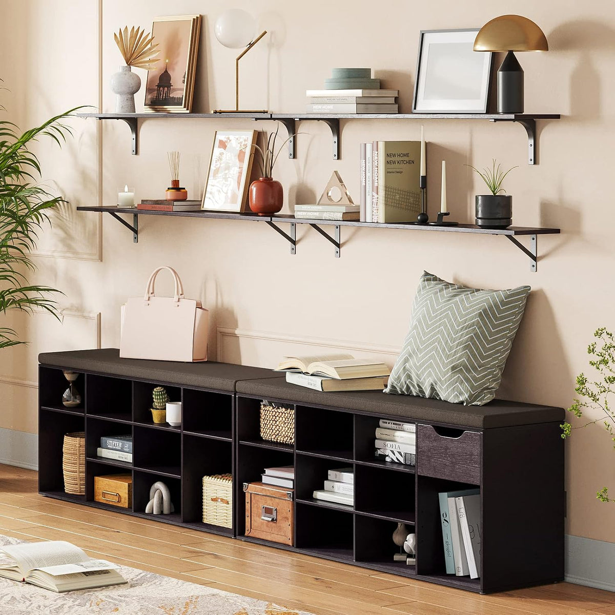 DINZI LVJ Long Wall Shelves, 39.4 Inch Wall Mounted Shelves with Brackets