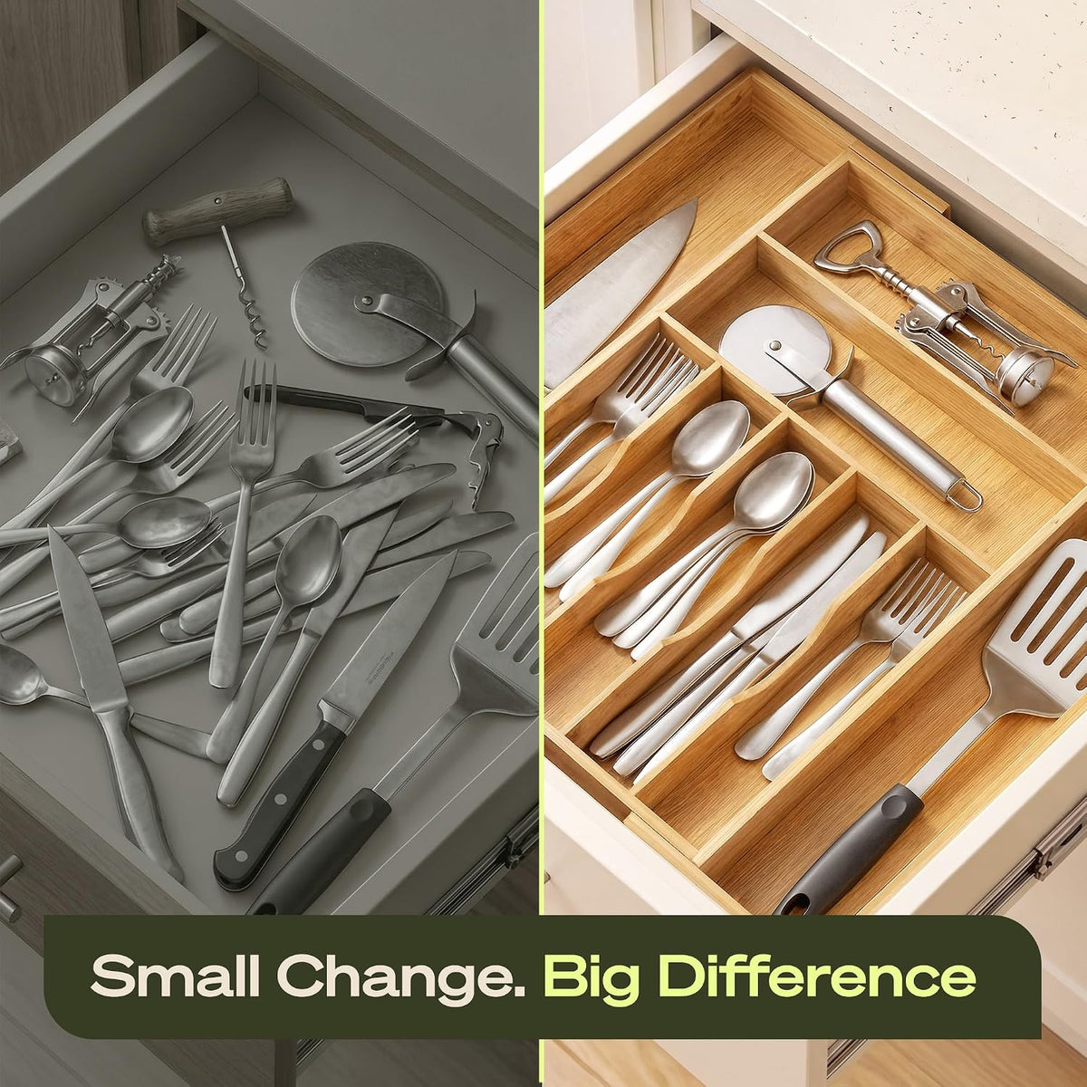 ROYAL CRAFT WOOD Luxury Bamboo Kitchen Drawer Organizer for Kitchen Organizat...