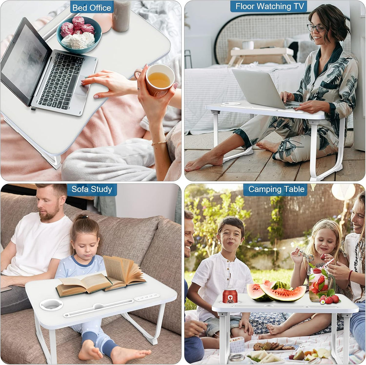 Fayquaze Laptop Bed Desk, Portable Foldable Lap Bed Table with USB Charge Por...