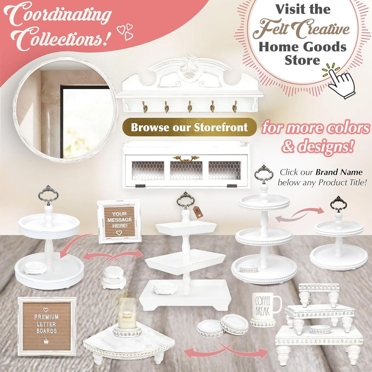 Felt Creative Home Goods Farmhouse Chicken Wire Countertop Shelving Organizer...