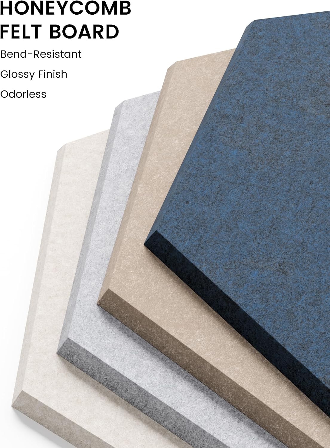 Fluxynara 12-Pack Hexagon Felt Bulletin Board Tiles, Nordic Slate-1