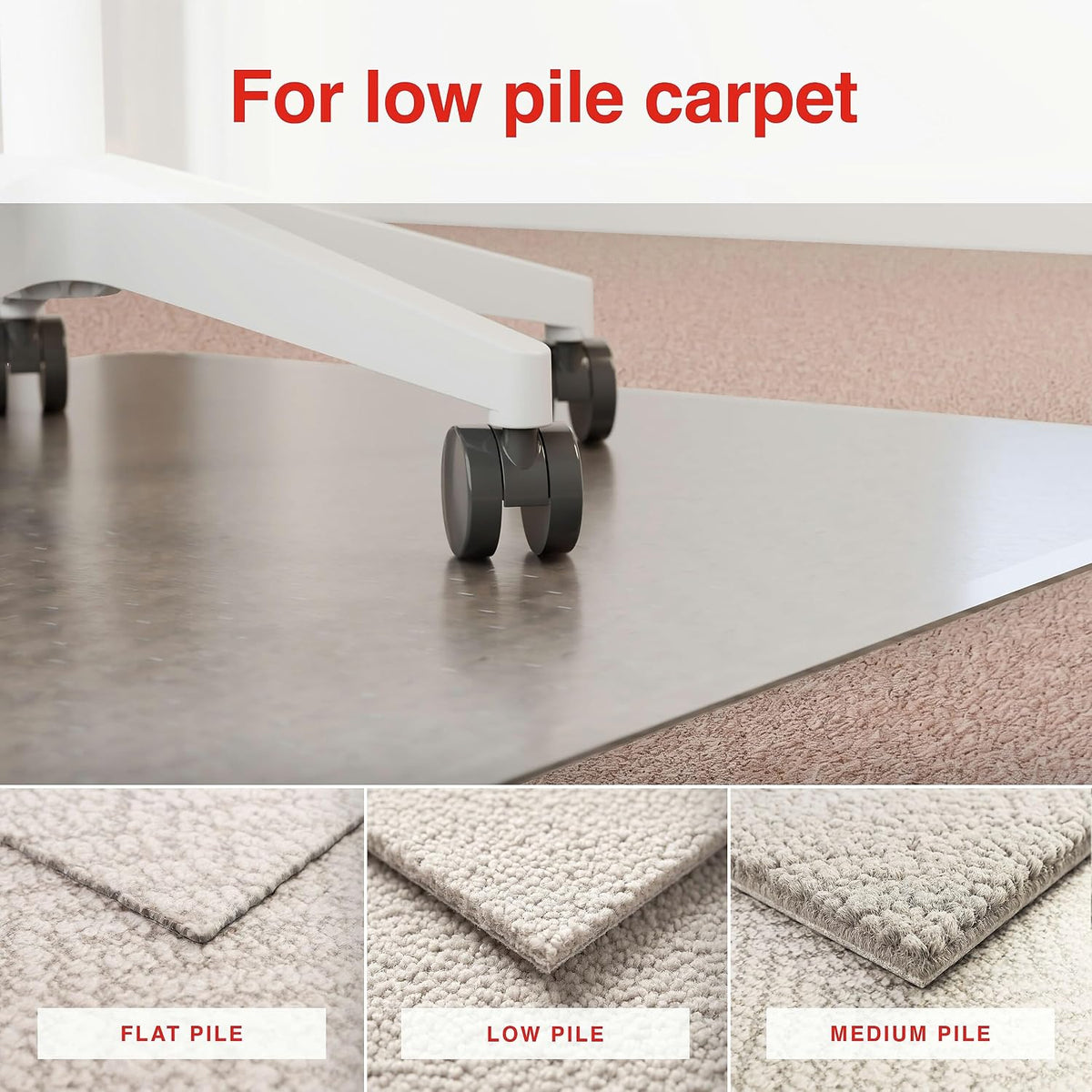 Staples Chair Mat for Low-Pile Carpet with Lip, Clear, 53" x 45"