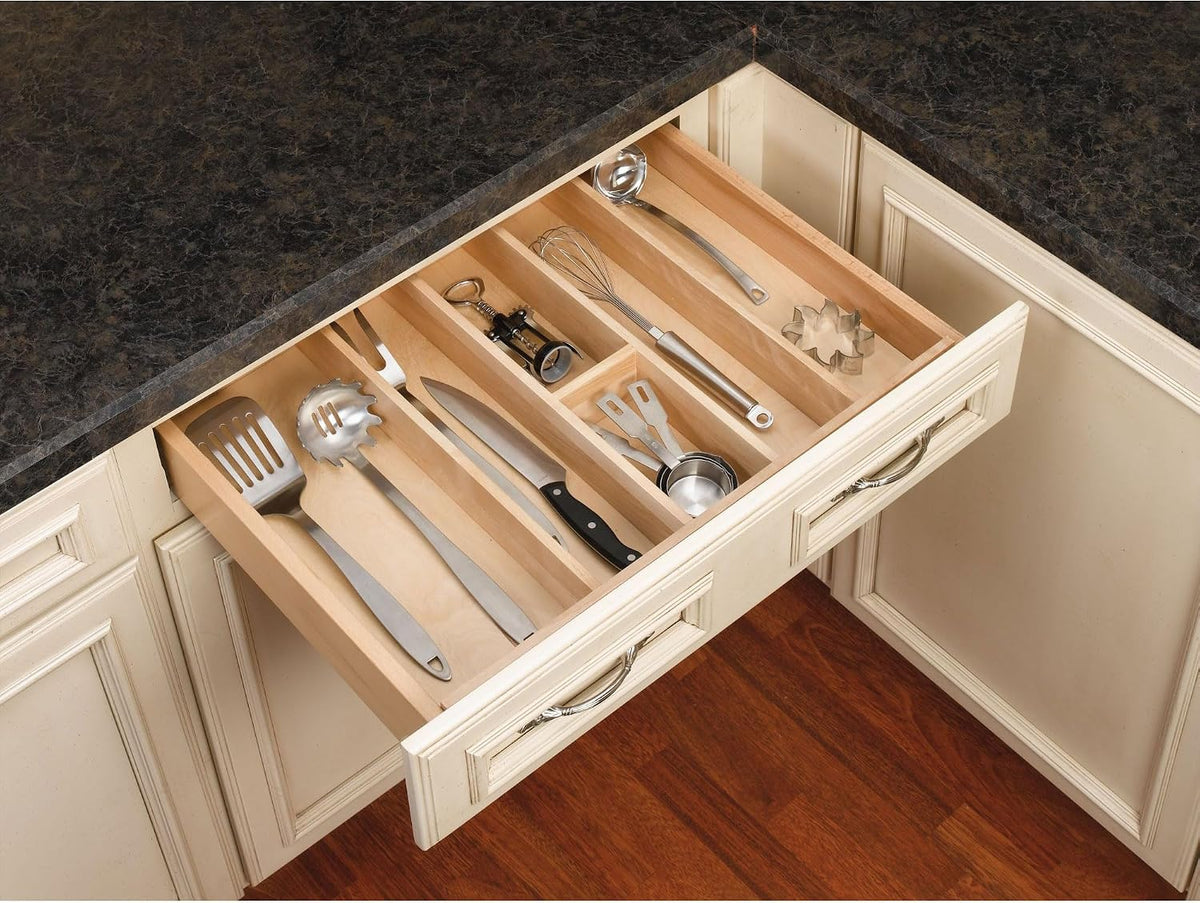 Rev-A-Shelf Trim-to-Custom-Fit Silverware Drawer Organizer For Kitchen Utensi...