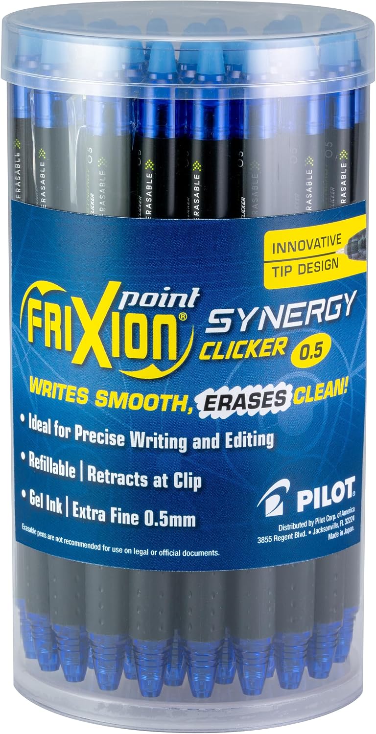 PILOT FriXion Synergy Retractable Clicker Erasable Gel Ink Pens, 0.5mm Extra ...