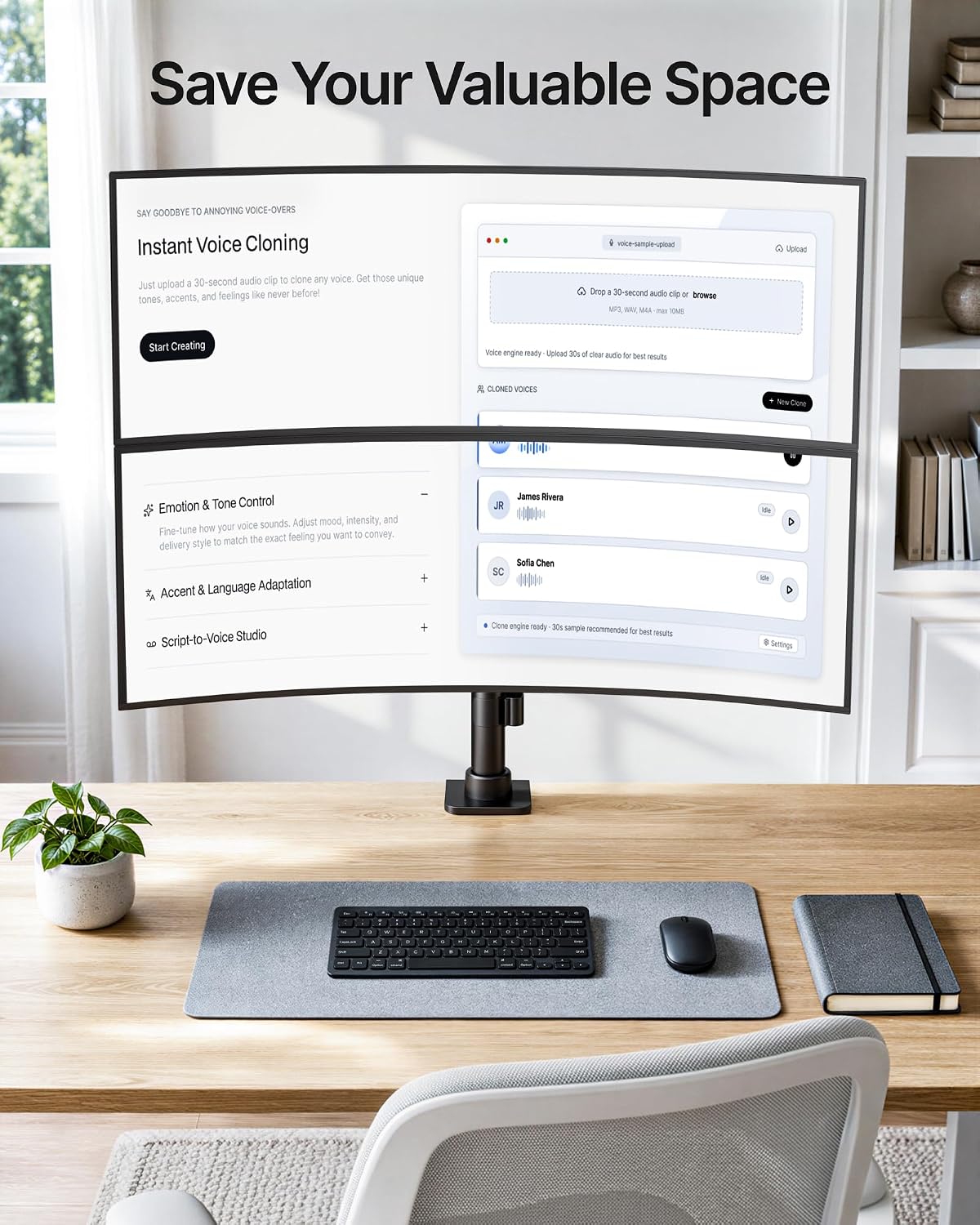 monTEK Heavy-Duty Stacked Dual Monitor Stand for 17-49" Screens