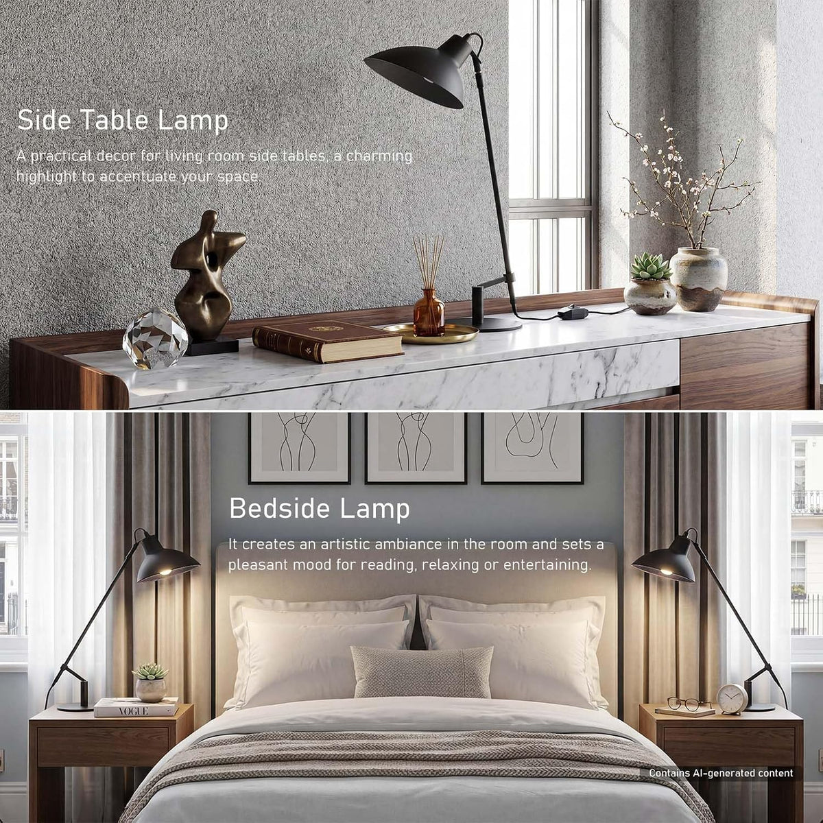Desk Lamp Modern Industrial 100% Metal Adjustable Table Lamp 24", Natura...