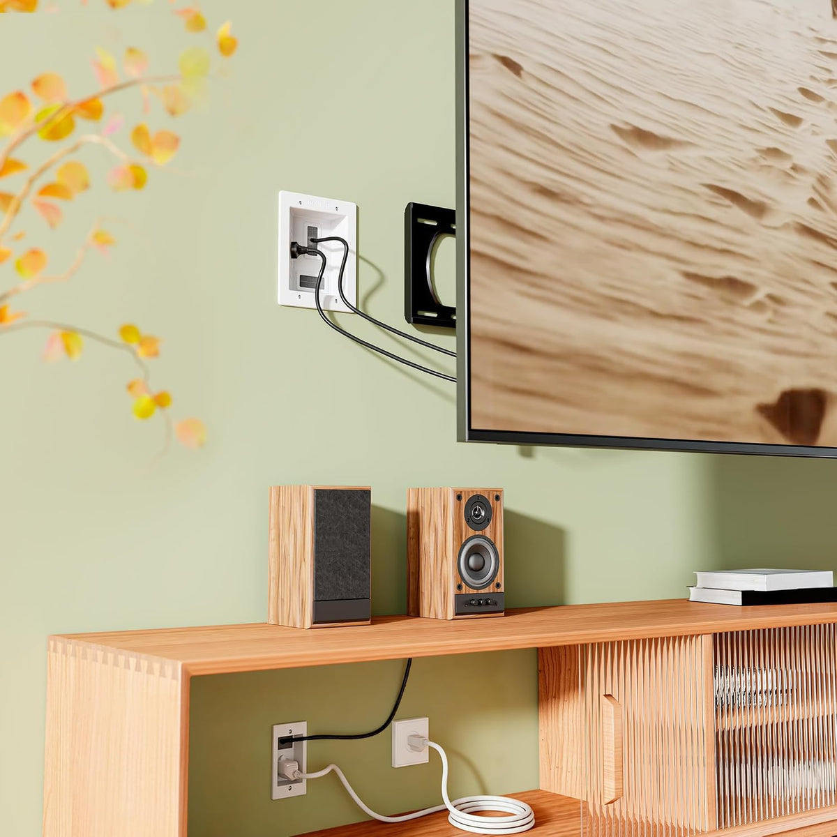 Mount-It in-Wall TV Cable Management Kit, USB-C, Dual Outlet, Cord Hider