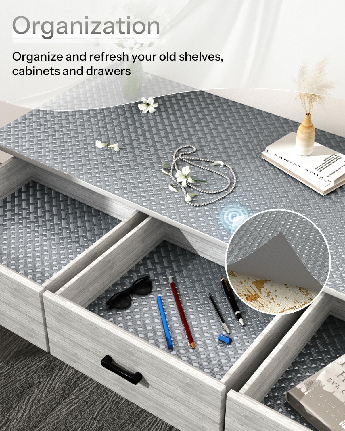 GTJ Shelf and Drawer Liner for Kitchen Cabinet Non-Adhesive Non Slip