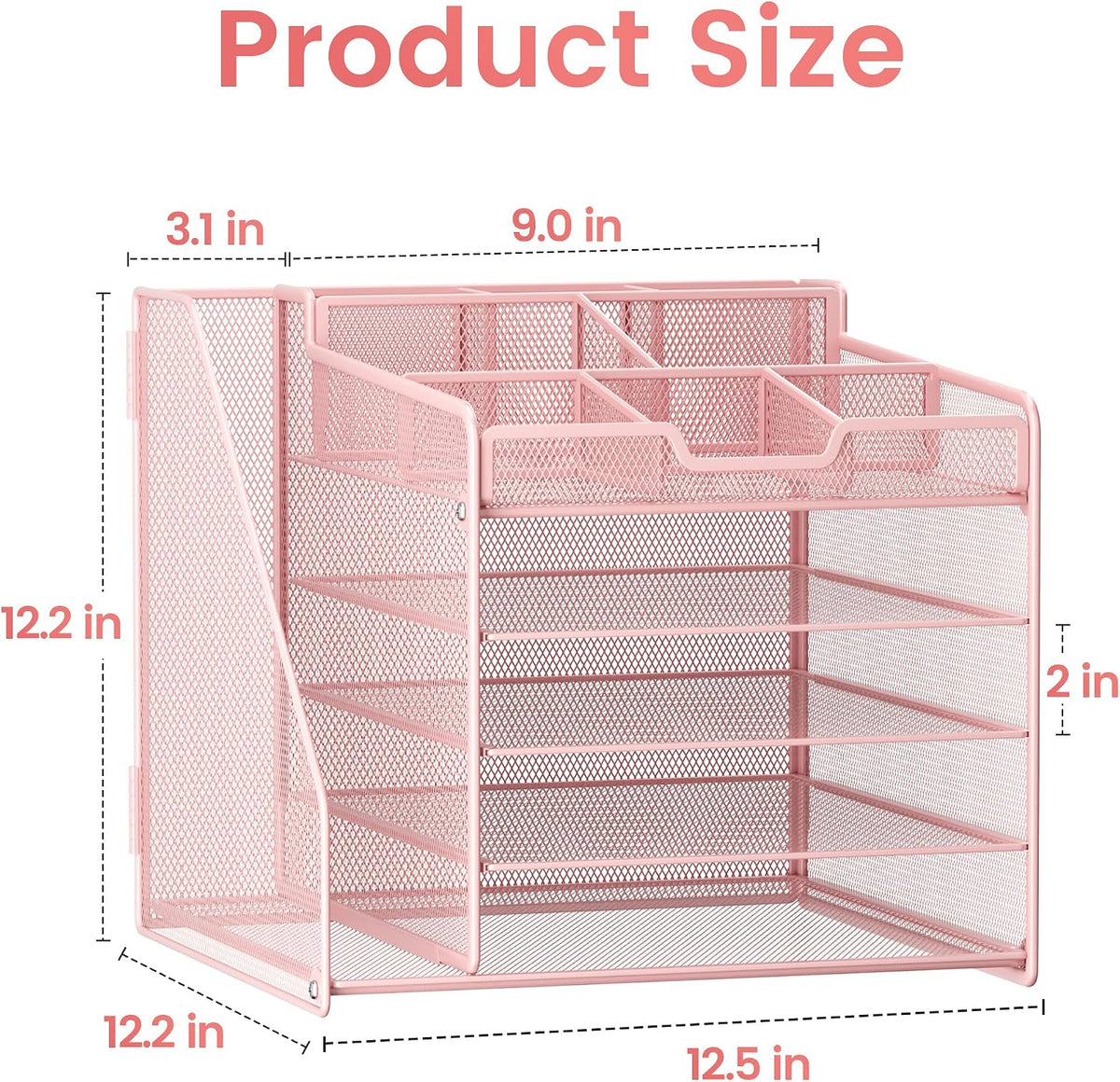 Lavatino Desk Organizer, 5-Tier Metal Mesh Paper Letter Tray with File Holder...