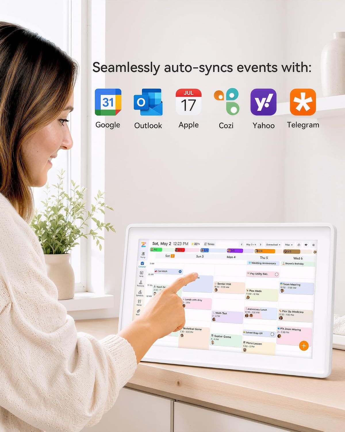 Digital Calendar,15.6-inch Digital Wall Planner & Chore Chart, Touchscree...