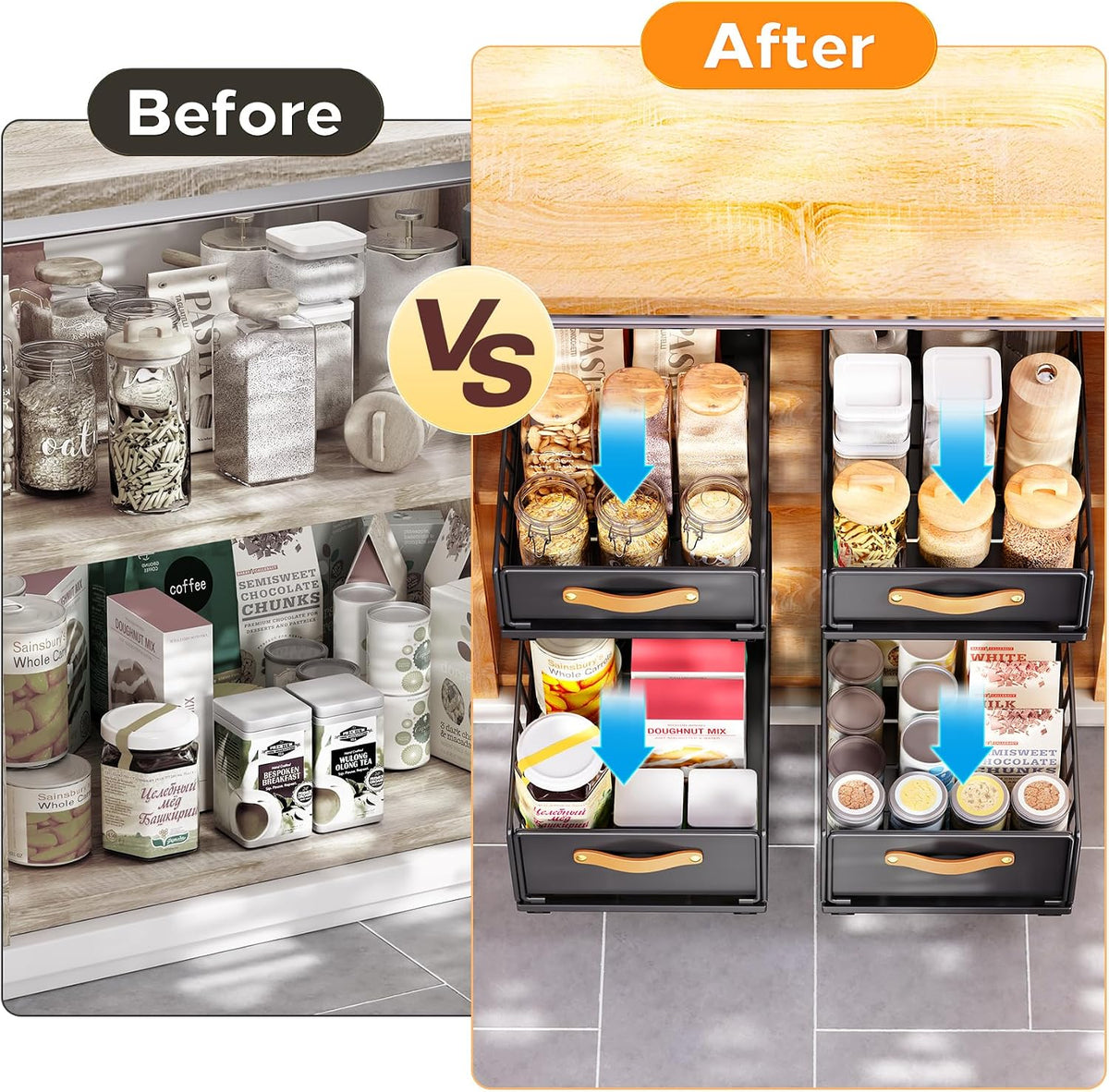 Pull out Cabinet Organizer,Heavy Duty Slide out Pantry Shelves Drawer Storage...