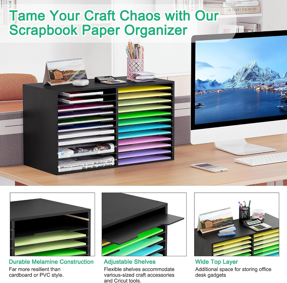 EasyPAG Scrapbook Paper Storage Organizer for Craft Room, 12x12 Paper Storage...