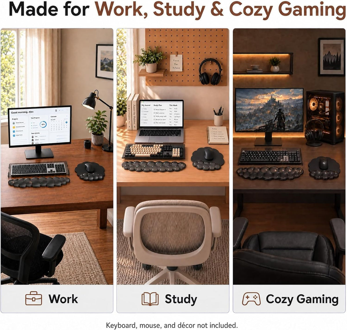 Keyboard Stand with Wrist Rest and Mouse Pad, Acrylic Keyboard Riser, Black