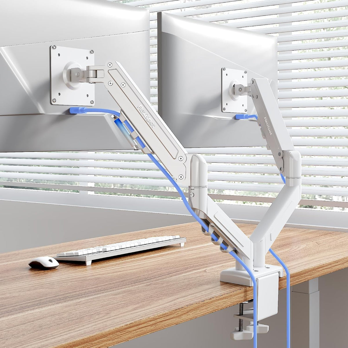 Flexispot Dual Monitor Arm, 17-32 Inch Monitor Mount up to 19.84 lbs, Fast In...