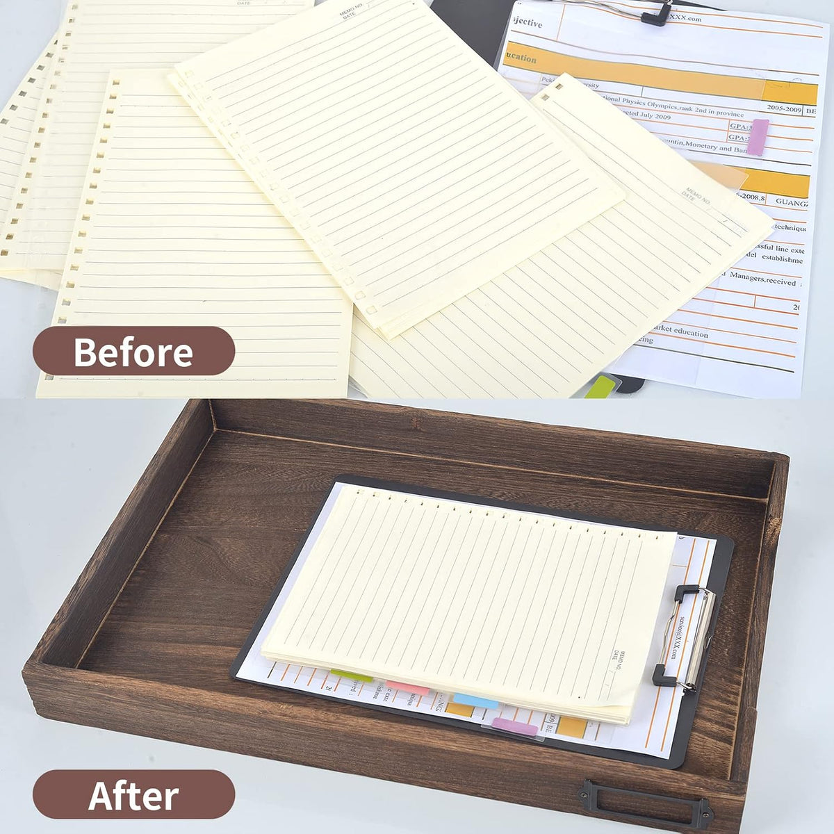 11 x 17 Paper Tray Organizer Legal Size Desk Tray Wooden Paper Tray Organizer...
