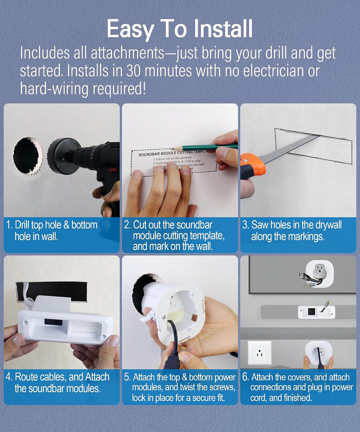 in Wall Cable Management Kit for Mounted TV & Soundbar - Cord Hider For W...