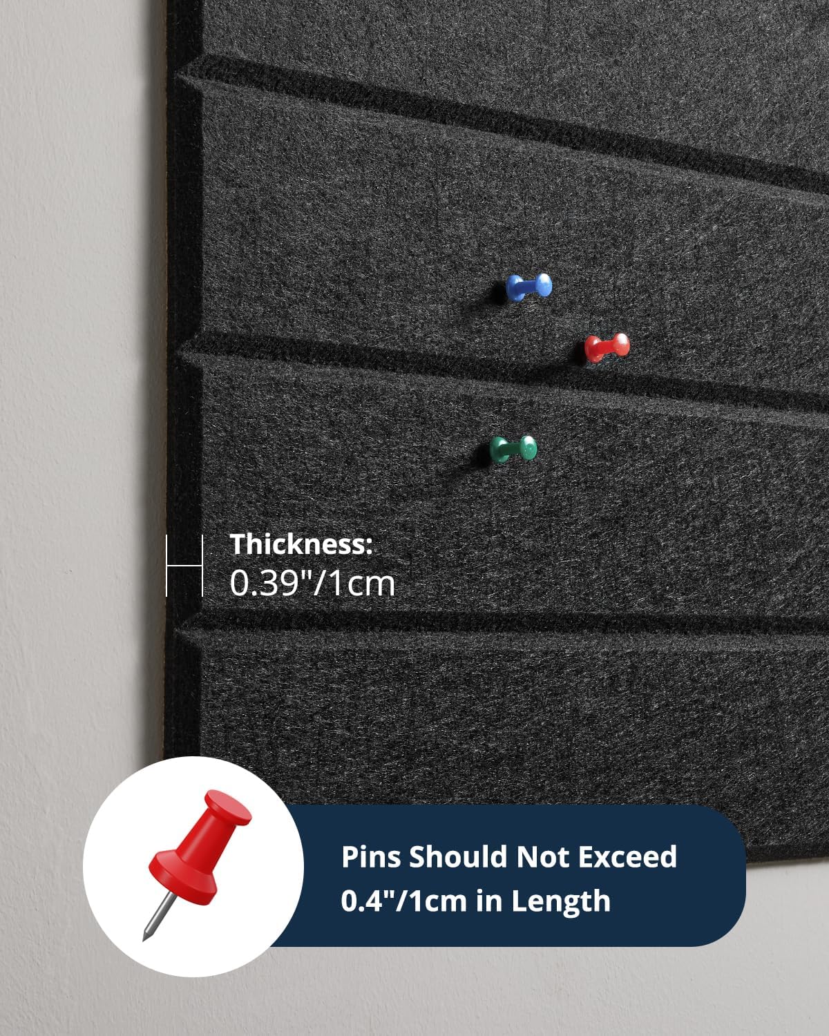 Cork Board, 48"x36" Felt Bulletin Board with Self Adhesive Black