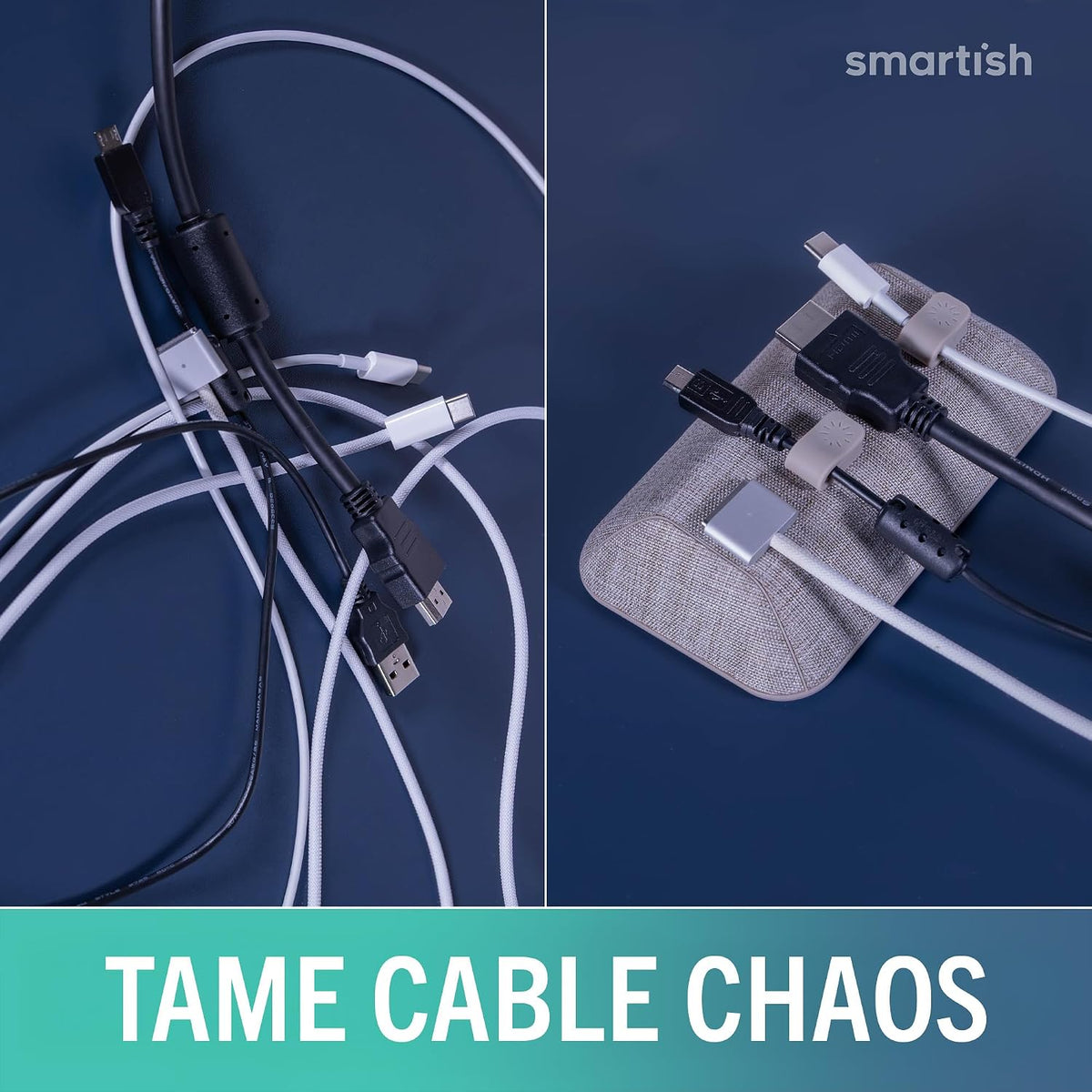 Smartish Magnetic Cord Holder, Bigger Cable Wrangler, Office Desk Organizer