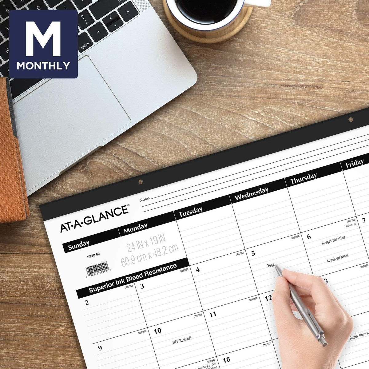 2022 Desk Calendar by AT-A-GLANCE, Monthly Desk Pad, 24" x 19", Jum...