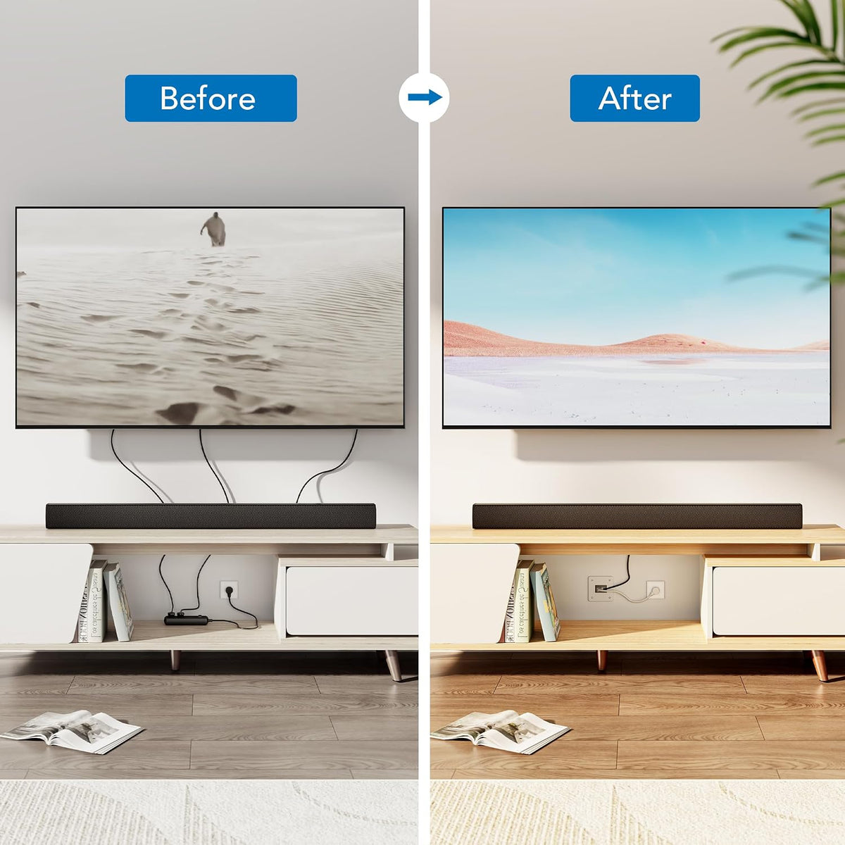 Mount-It! in-Wall TV Cable Concealer Kit with Recessed Power – Triple Outlet,...