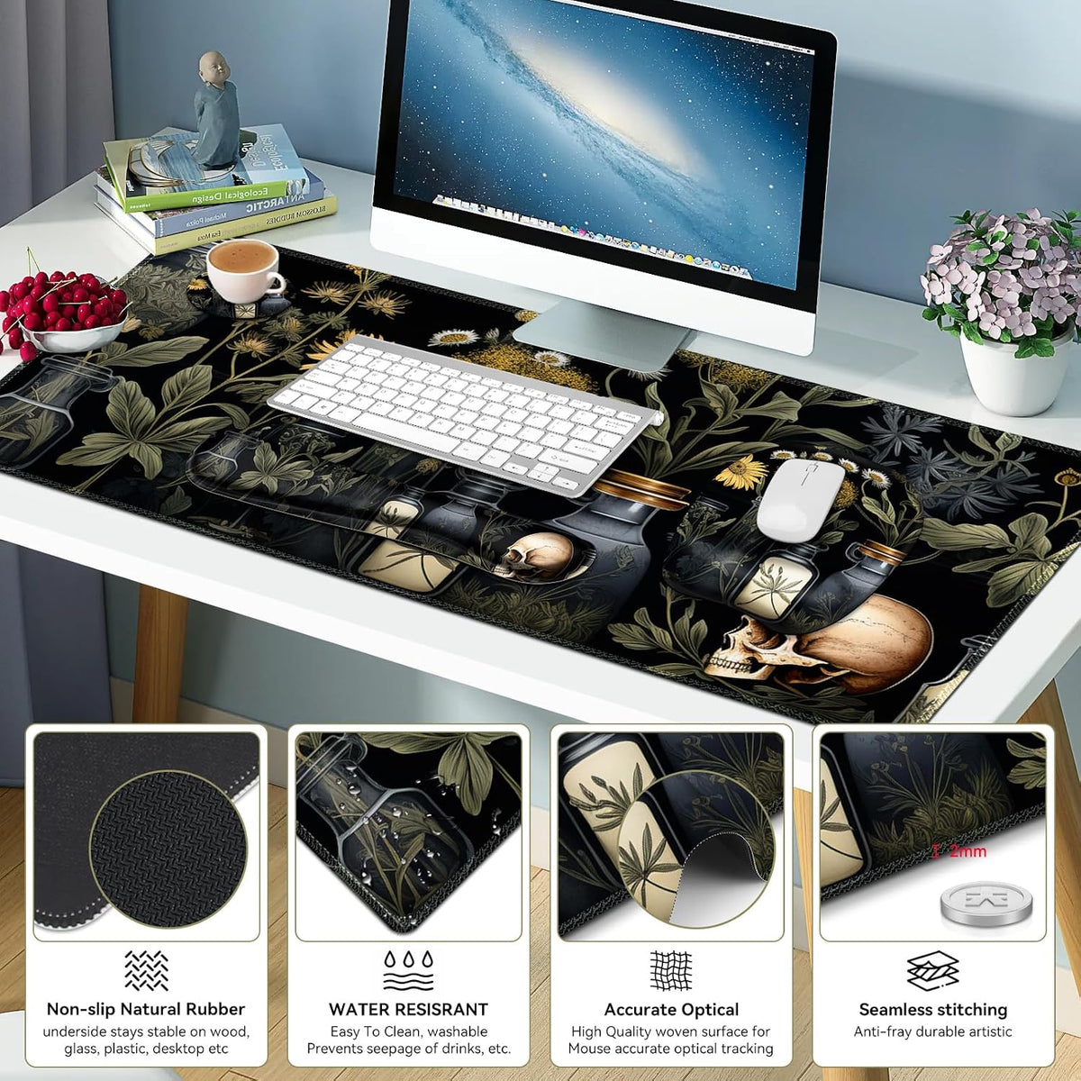 Large Mouse Pad with Wrist Support 4 in1 Set, XXL Big Game Mousepad + Keyboar...