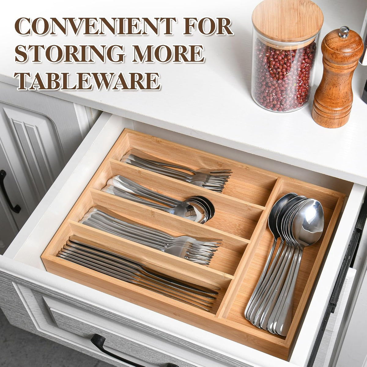 40 Piece Silverware Set with Drawer Organizer for 8, Heavy Duty Stainless Ste...