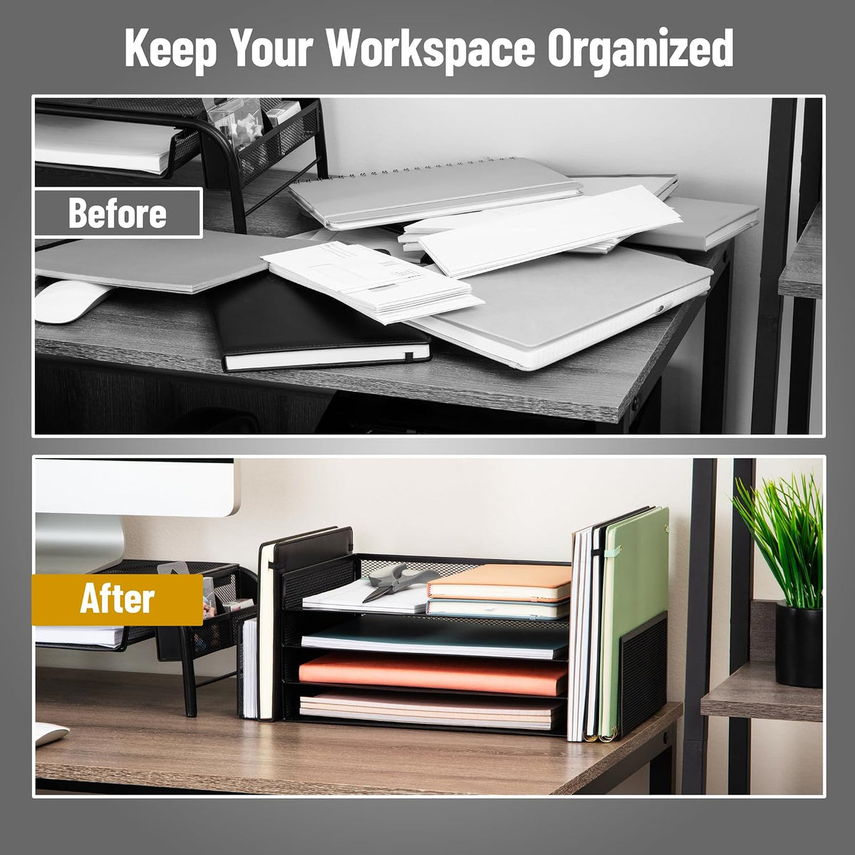 Mind Reader Desktop Organizer, File Storage, Paper Tray, Workspace, Office, M...
