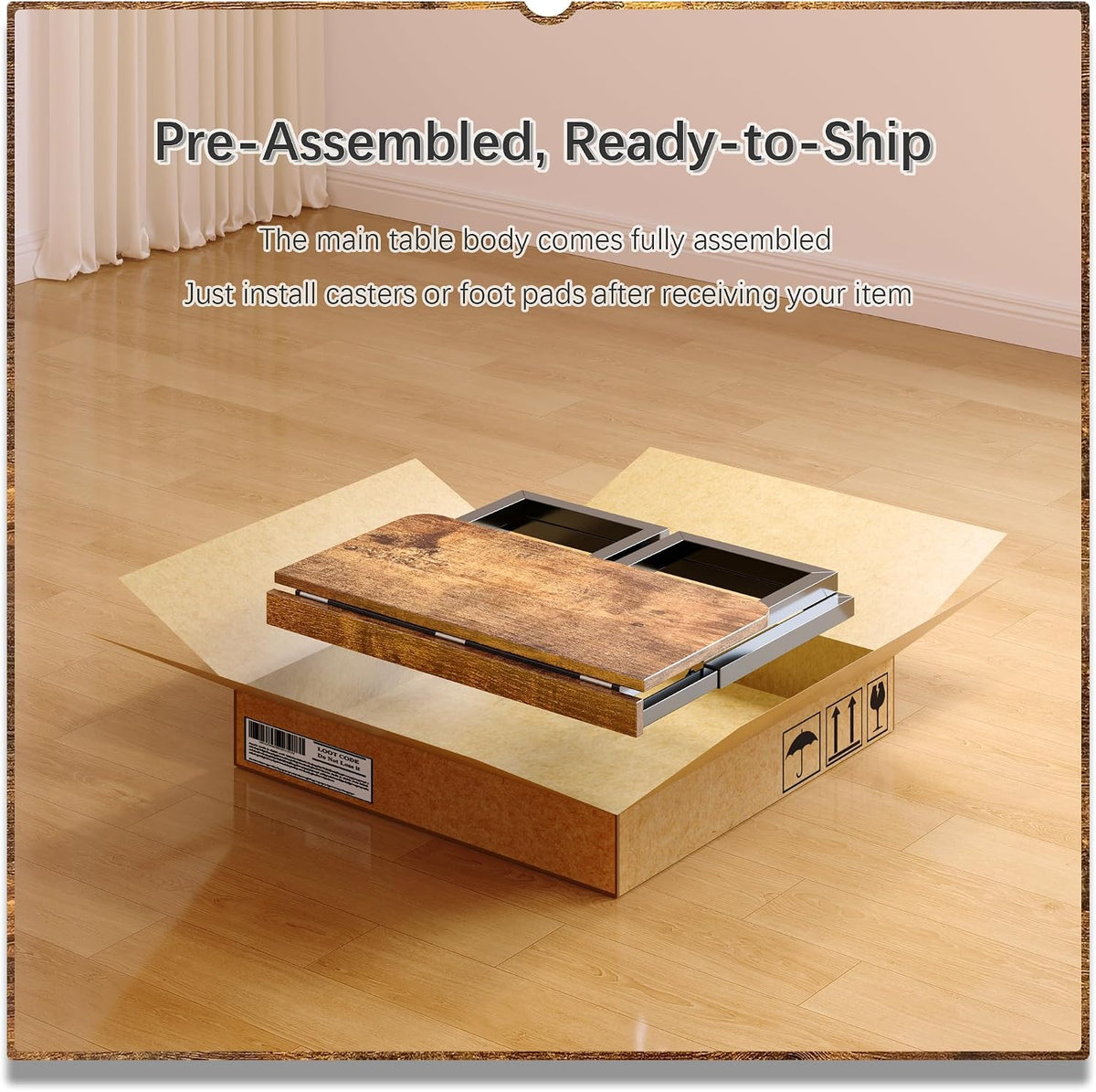 4NM No Tool Assembly 27.5" Small Desk, Folding Portable Desk with Wheels...