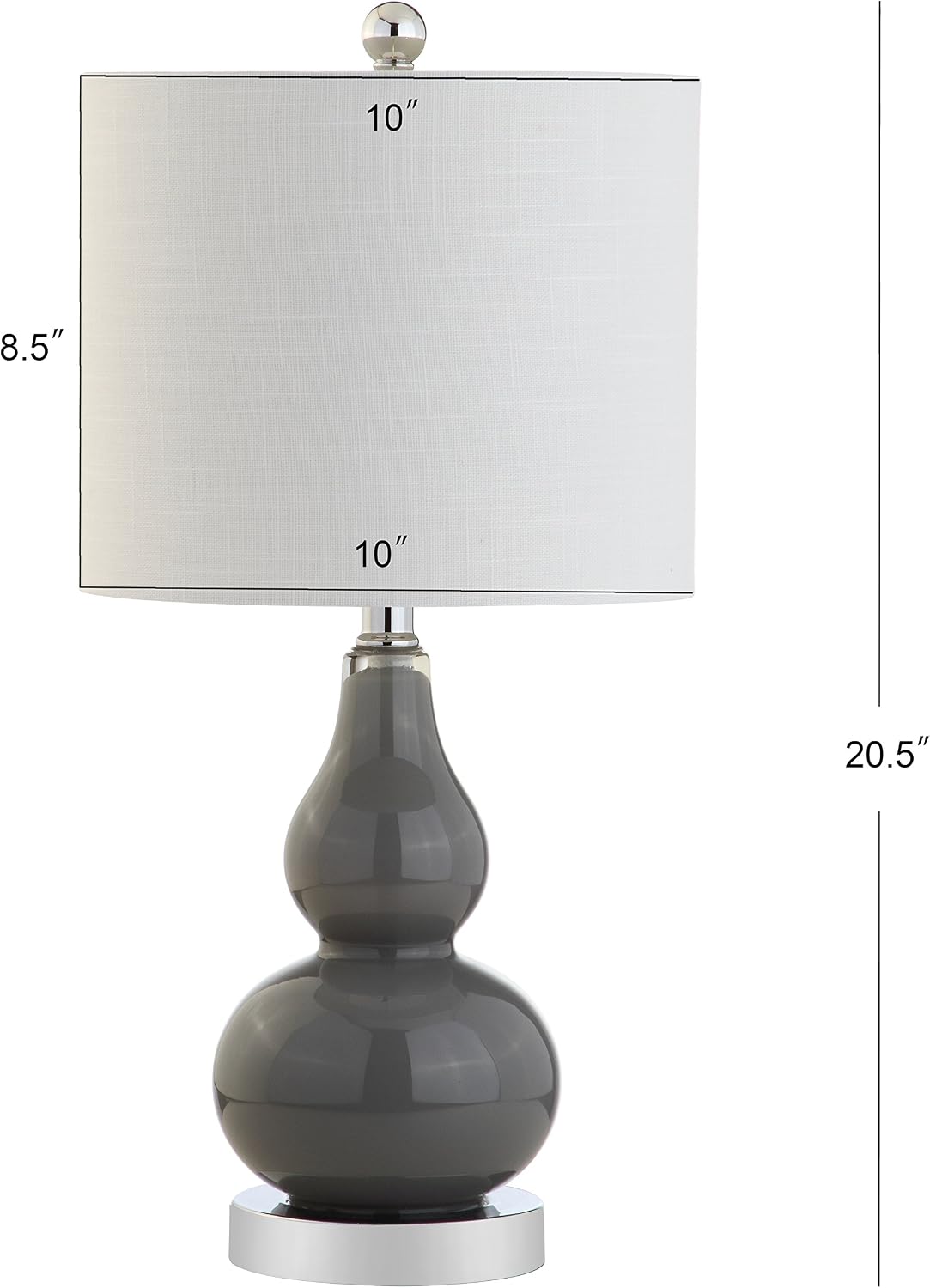 JONATHAN Y Anya Gourd Glass Table Lamp 20.5", Gray