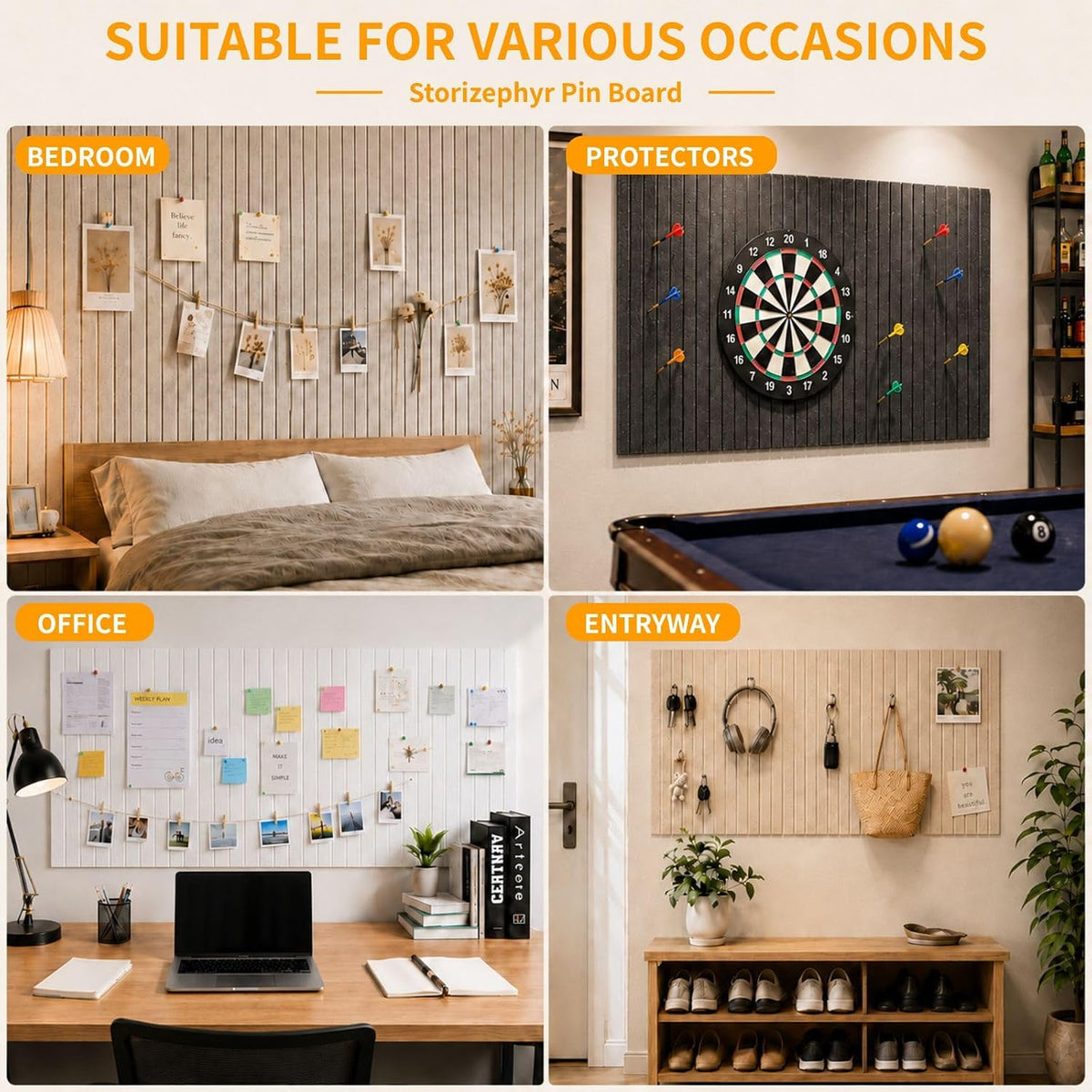 48" x 36" Large Felt Bulletin Board Tiles 12 Pack Corkboard Oatmeal
