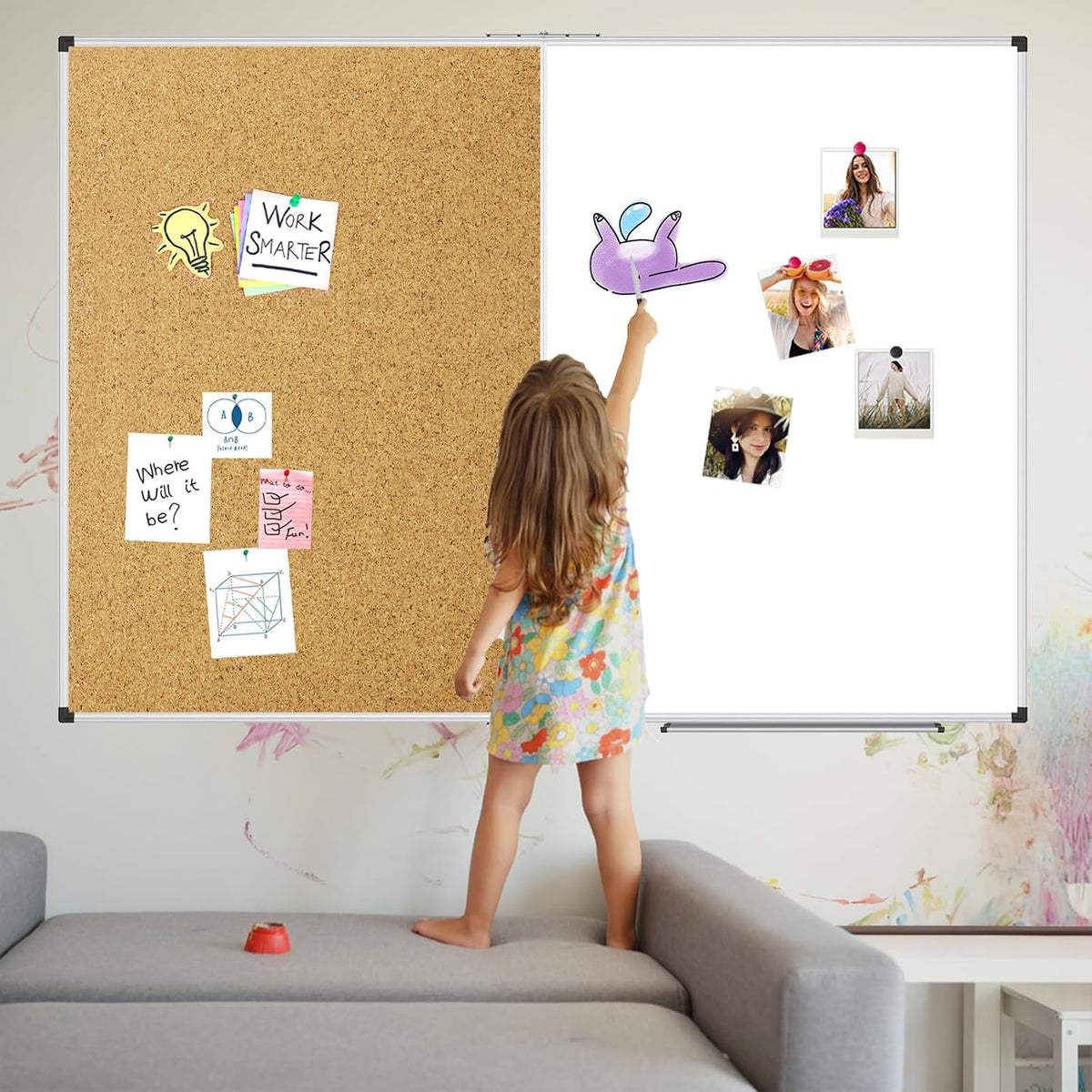 XBoard Magnetic White Board and Bulletin Corkboard Combination, 36 x 24 Inch ...