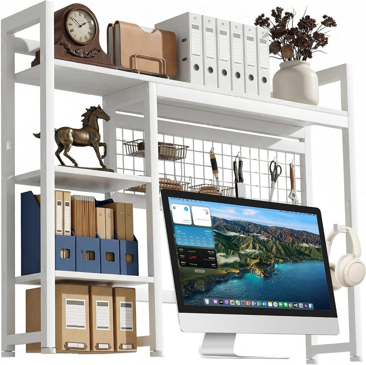 IBVIVIC Desktop Shelf, 38.5'' Desktop Organizer Shelf for Computer Mo...
