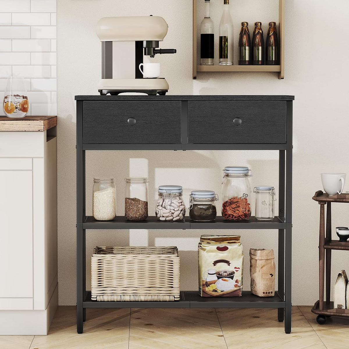 HOOBRO 29.5" Narrow Console Table with 2 Fabric Drawers, Small Sofa Table