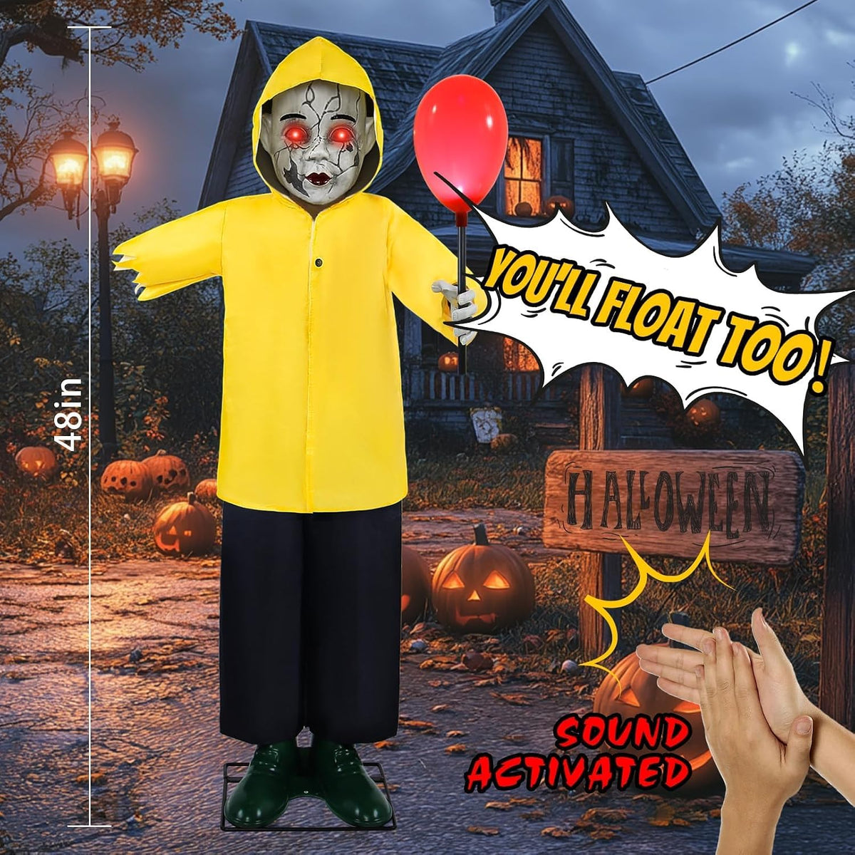Halloween Animatronics Decorations 4FT Life Size Animated Props