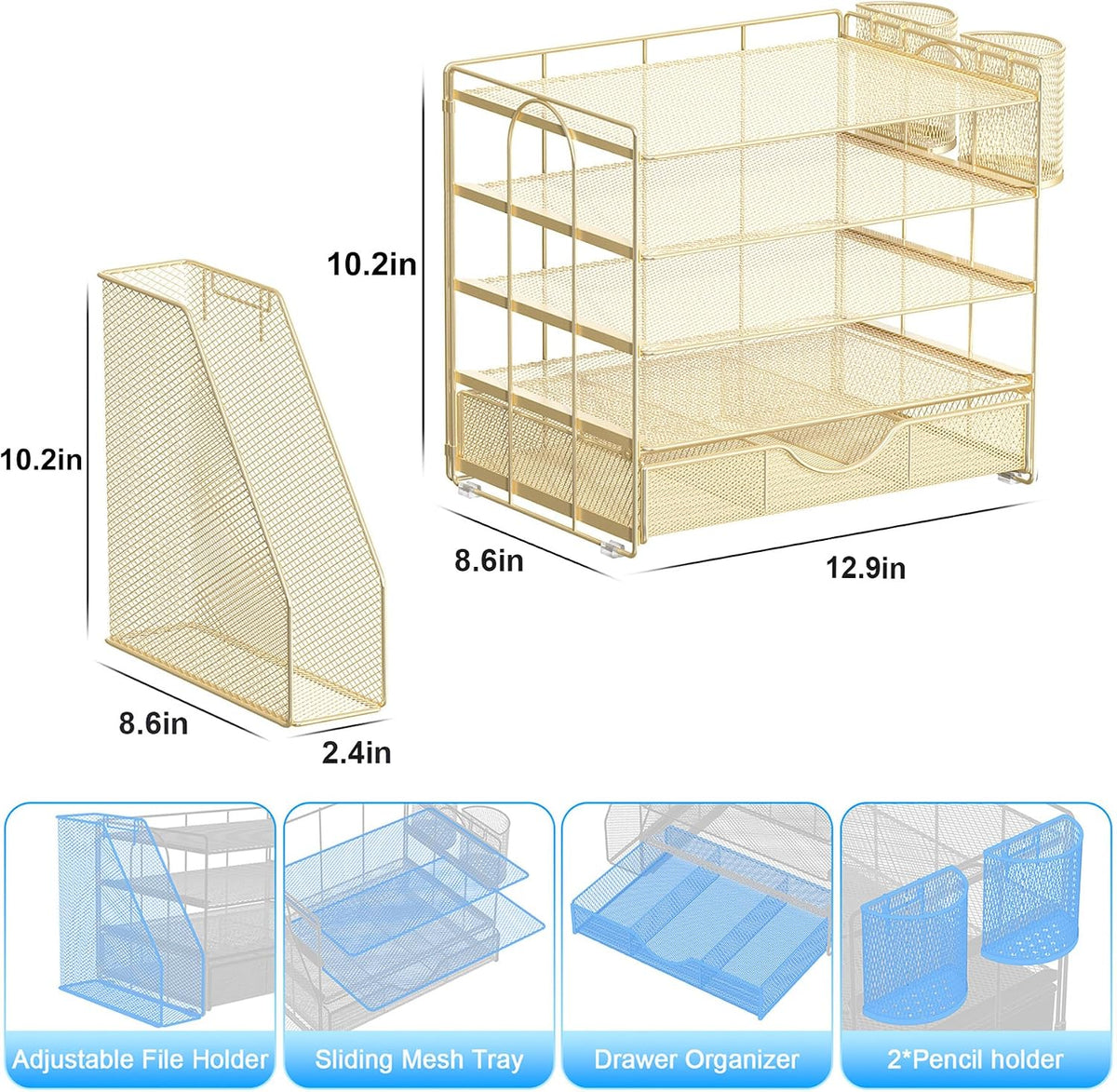 gianotter 5-Tier Desk Organizer with Drawers and File Holders