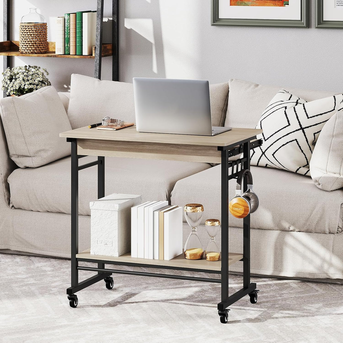 Tangkula Rolling Computer Desk Cart with Keyboard Tray, Mobile Portable Lapto...