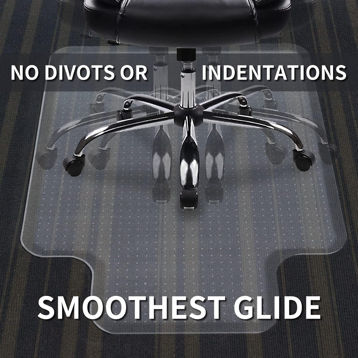 Chair Mat for Carpeted Floor with Lip,47''×36'' PVC Carpet Pr...