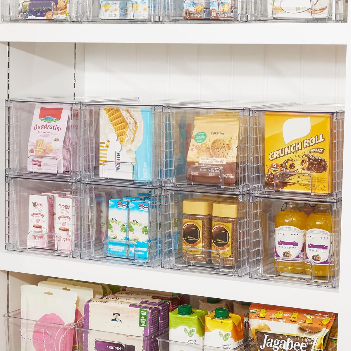 Vtopmart 4 Pack Stackable Clear Pantry Storage Drawers, Large