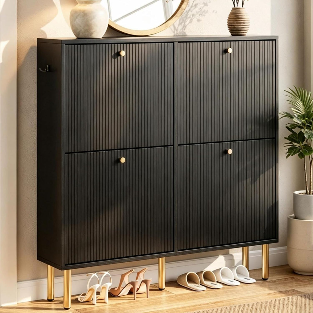Nicetree Shoe Storage Cabinet for Entryway, 4 Flip Drawers with Adjustable Sh...