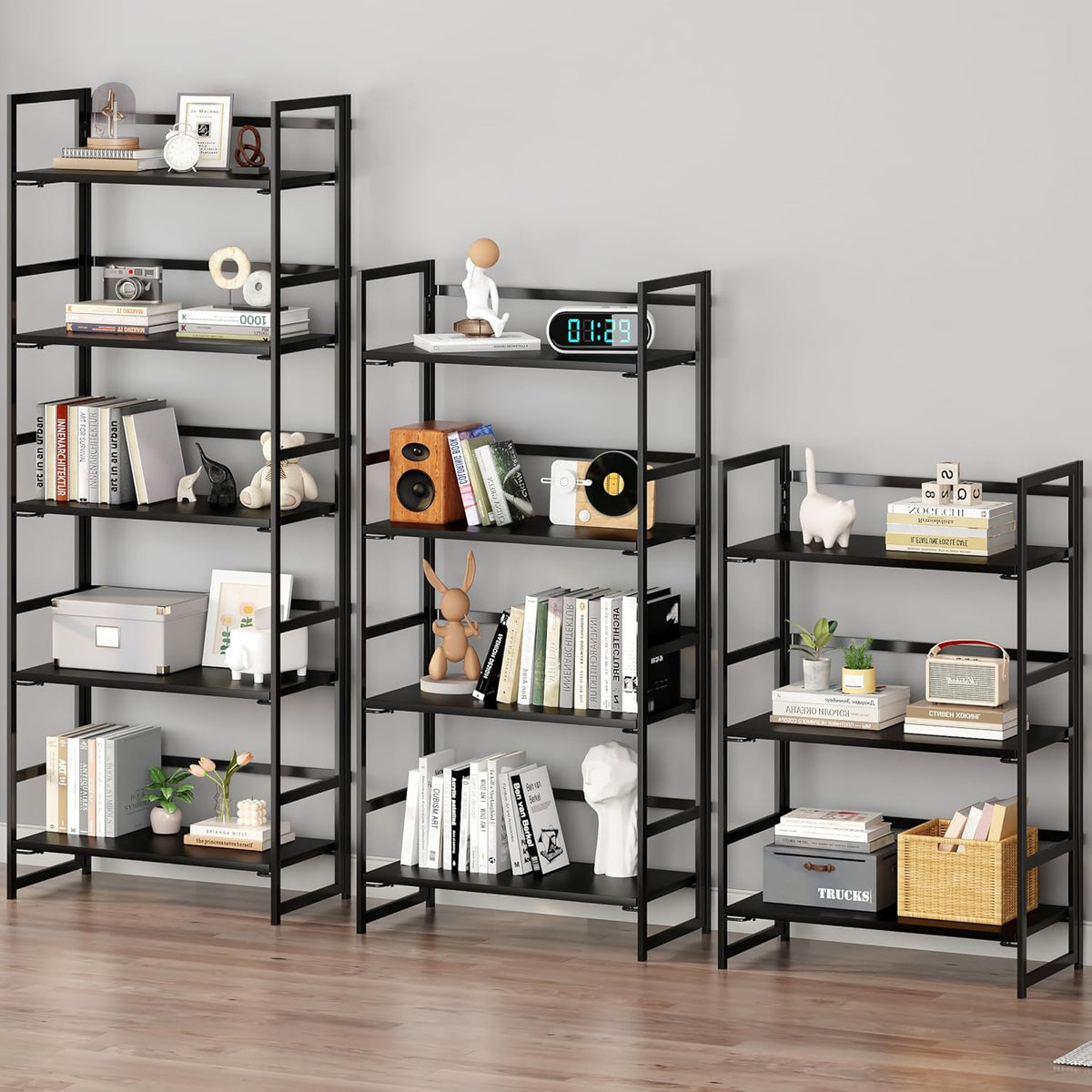 BHG Vintage Multifunctional Folding Bookshelf, No-Assembly Plant Stand Storag...