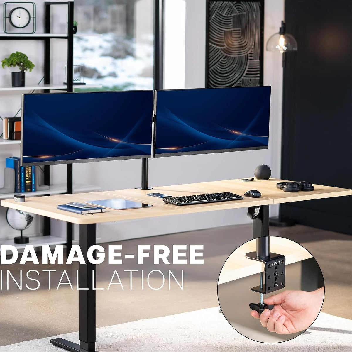 VIVO Black Dual Monitor Desk Mount for 27-38 in Ultrawides, STAND-TS38C