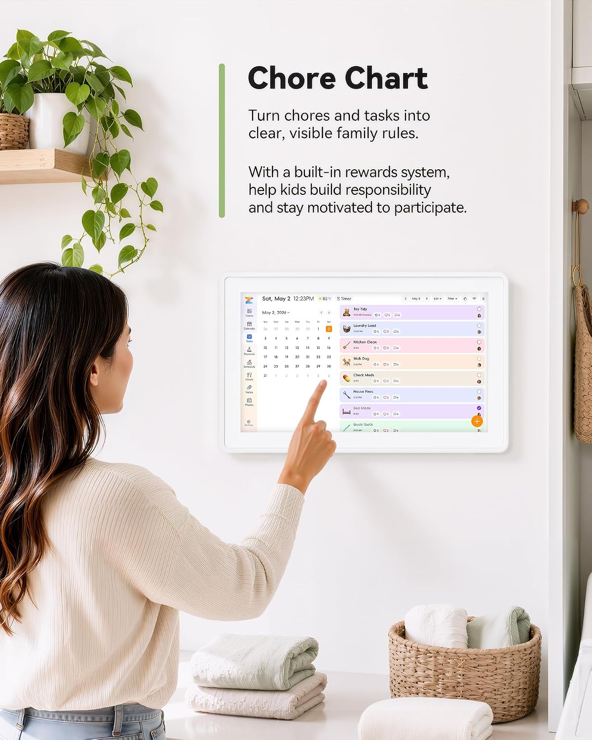 Digital Calendar,15.6-inch Digital Wall Planner & Chore Chart, Touchscree...