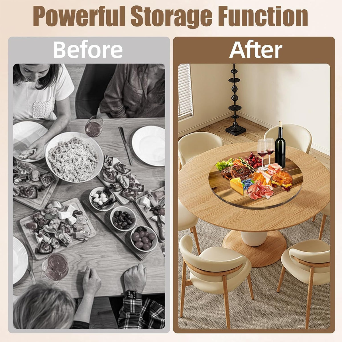 20'' Acacia Wooden Lazy Susan for Table Top,Large Lazy Susan for Dini...