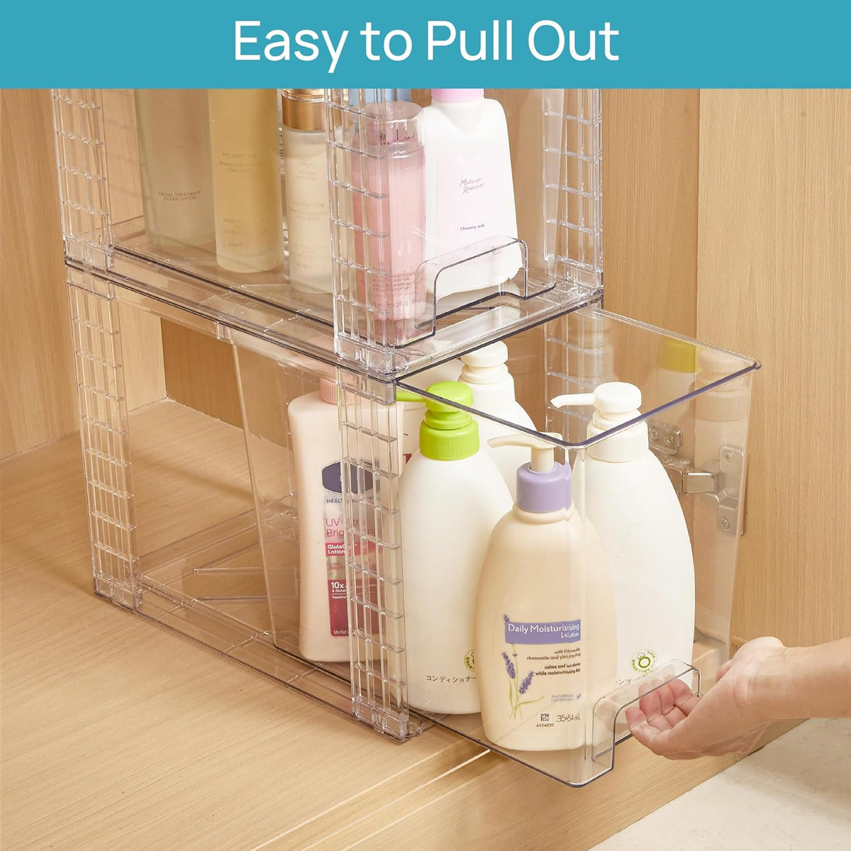 Vtopmart 4 Pack Clear Stackable Storage Drawers,9.7" High Plastic Organi...