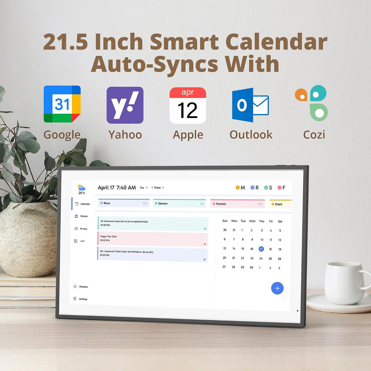 Dragon Touch 21.5" Digital Calendar Chore Chart – 1080P Full HD Interact...