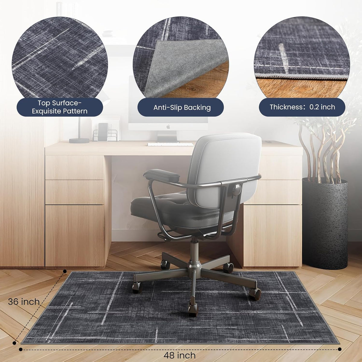 Office Chair Mat for Hardwood Floor&Tile Floor,36"X 48"