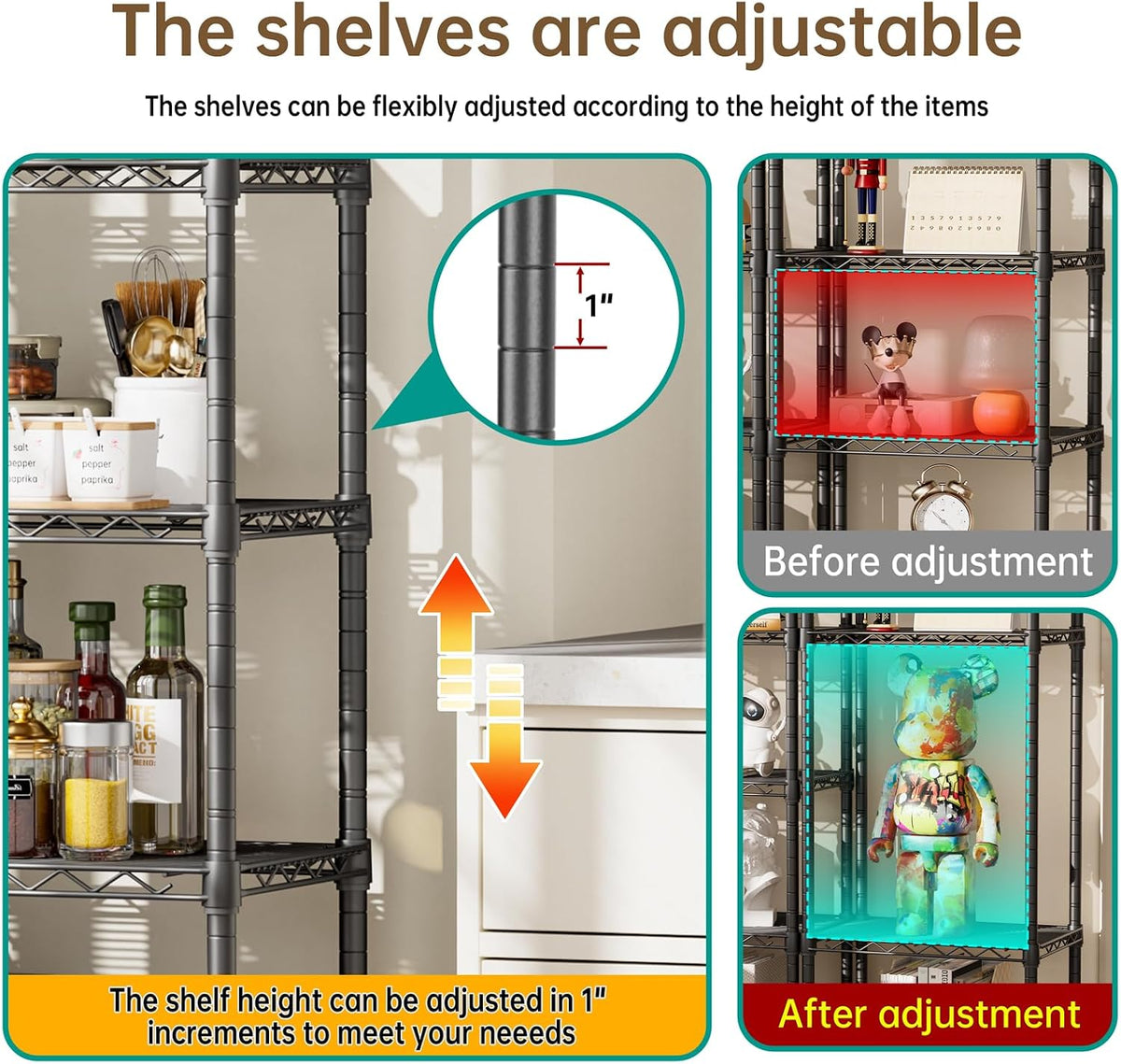 Golpart 6Tier Adjustable Storage Shelves Metal Wire Shelving Standing Shelf