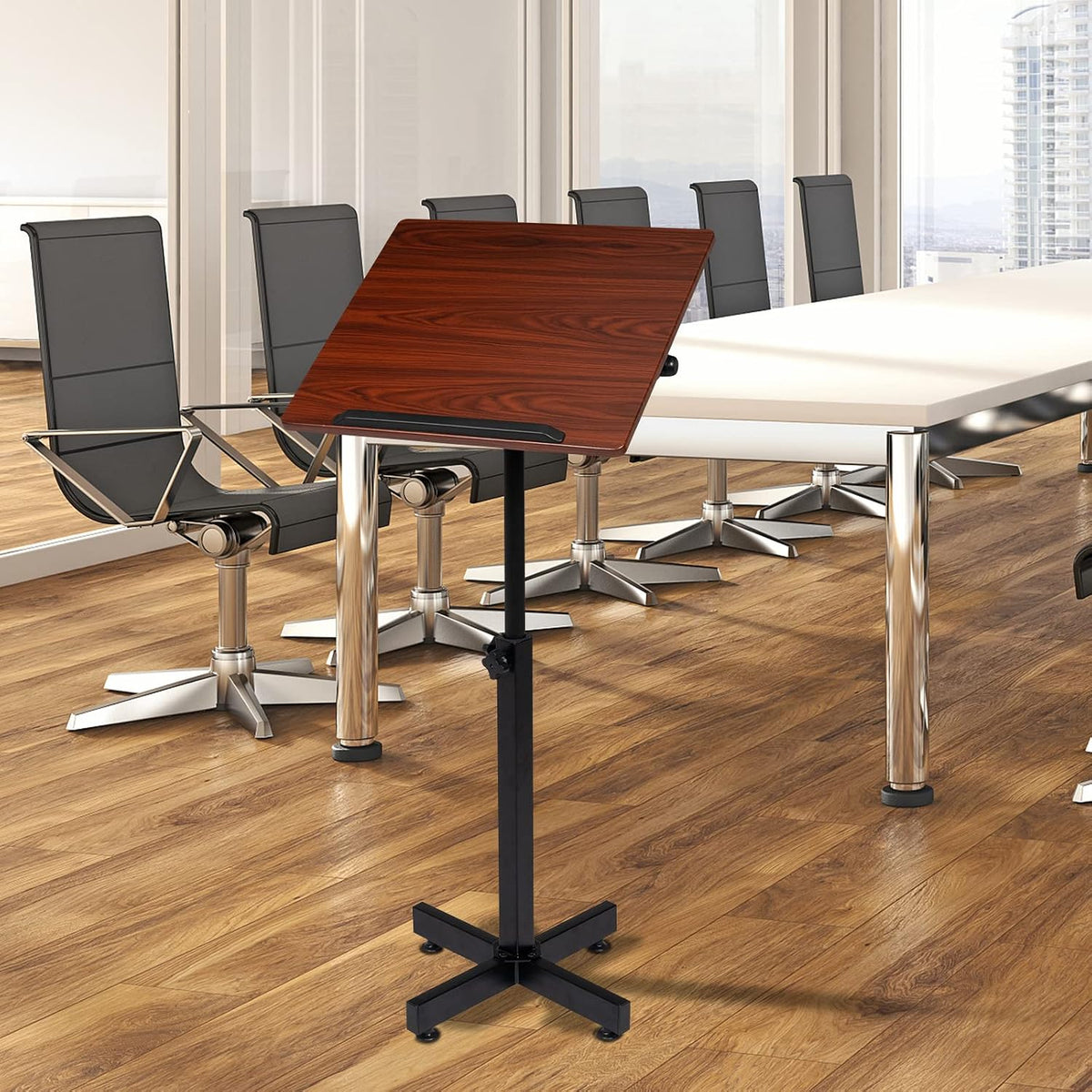 Bonnlo Classic Lectern Podium Stand, Height Adjustable Church Classroom Lectu...