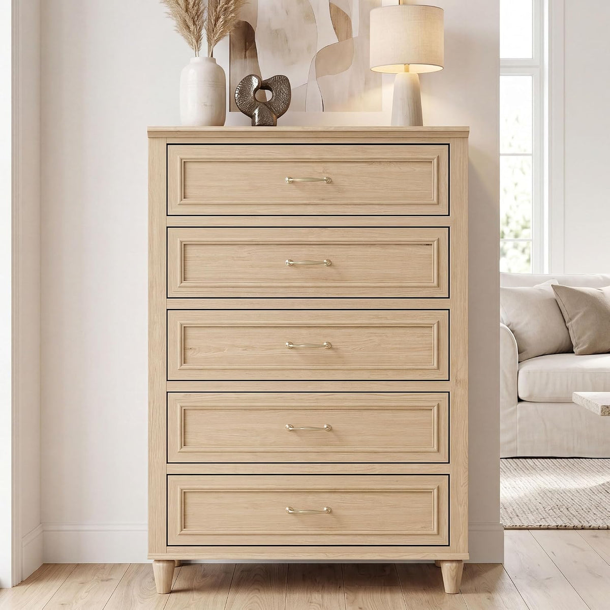 5 Drawer Dresser for Bedroom, 31.5" Wide Modern Closet Chest of Drawers ...