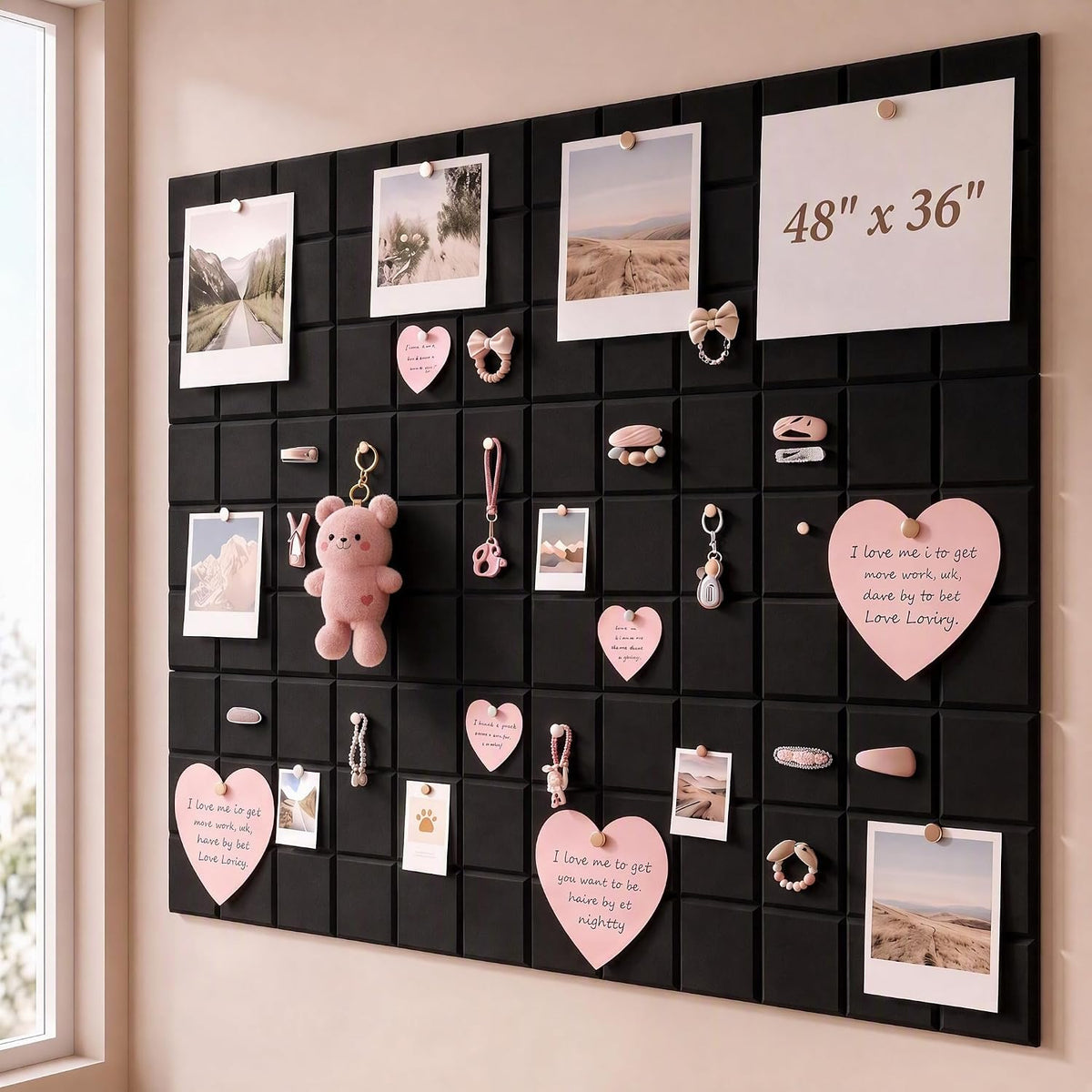 Large Felt Bulletin Board 48" x 36" Cork Board Alternative (Black)